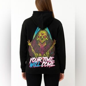 RGSTR Your Time Will Come Reaper Graphic Hoodie Black Size Medium Streetwear